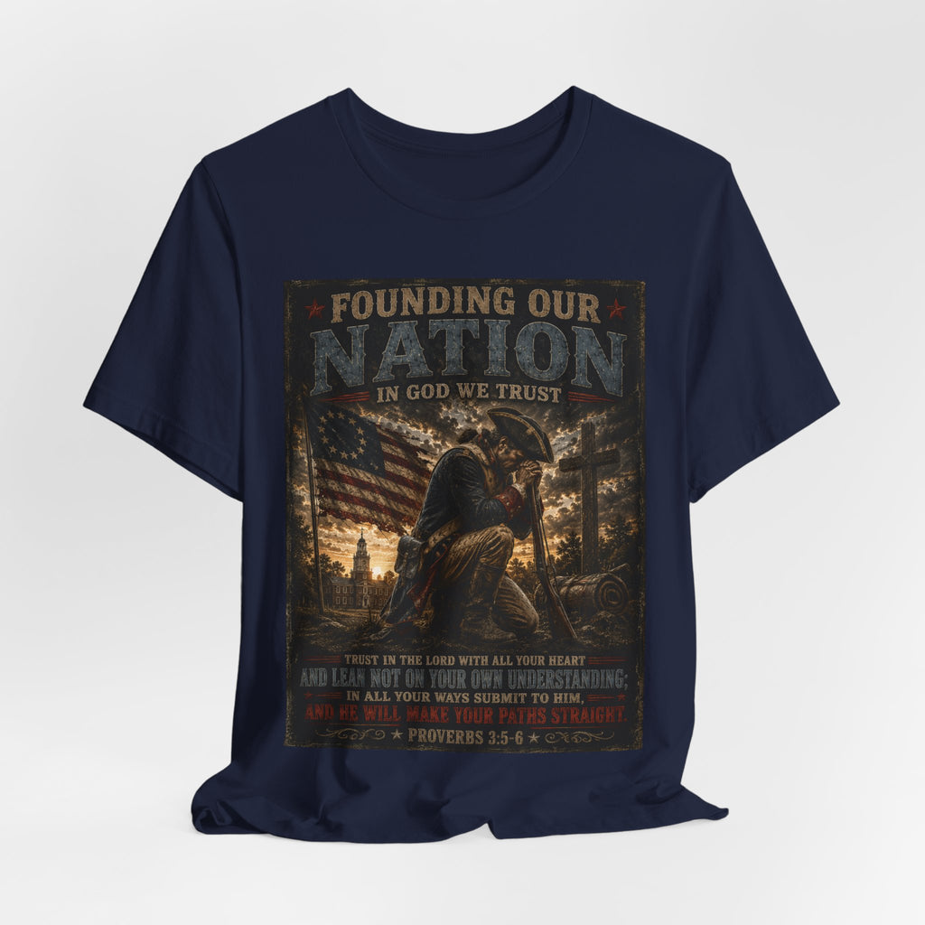 Founding Our Nation Eagle T-Shirt — "In God We Trust" Patriotic Christian Tee