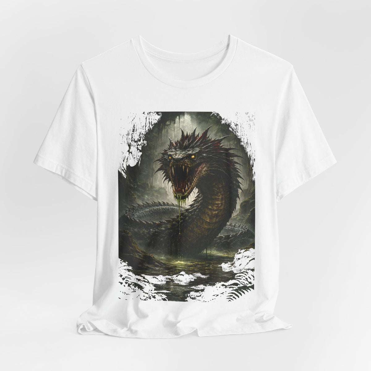 Basilisk Sea Serpent Graphic Tee — Dark Mythical Dragon Shirt