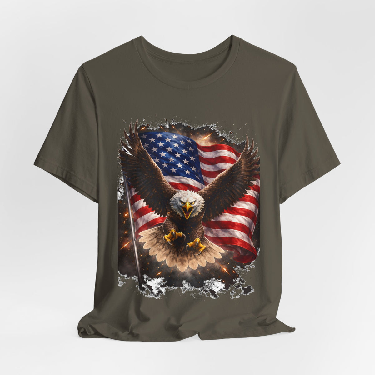 American Eagle Flag T-Shirt — Patriotic Bald Eagle Graphic Tee