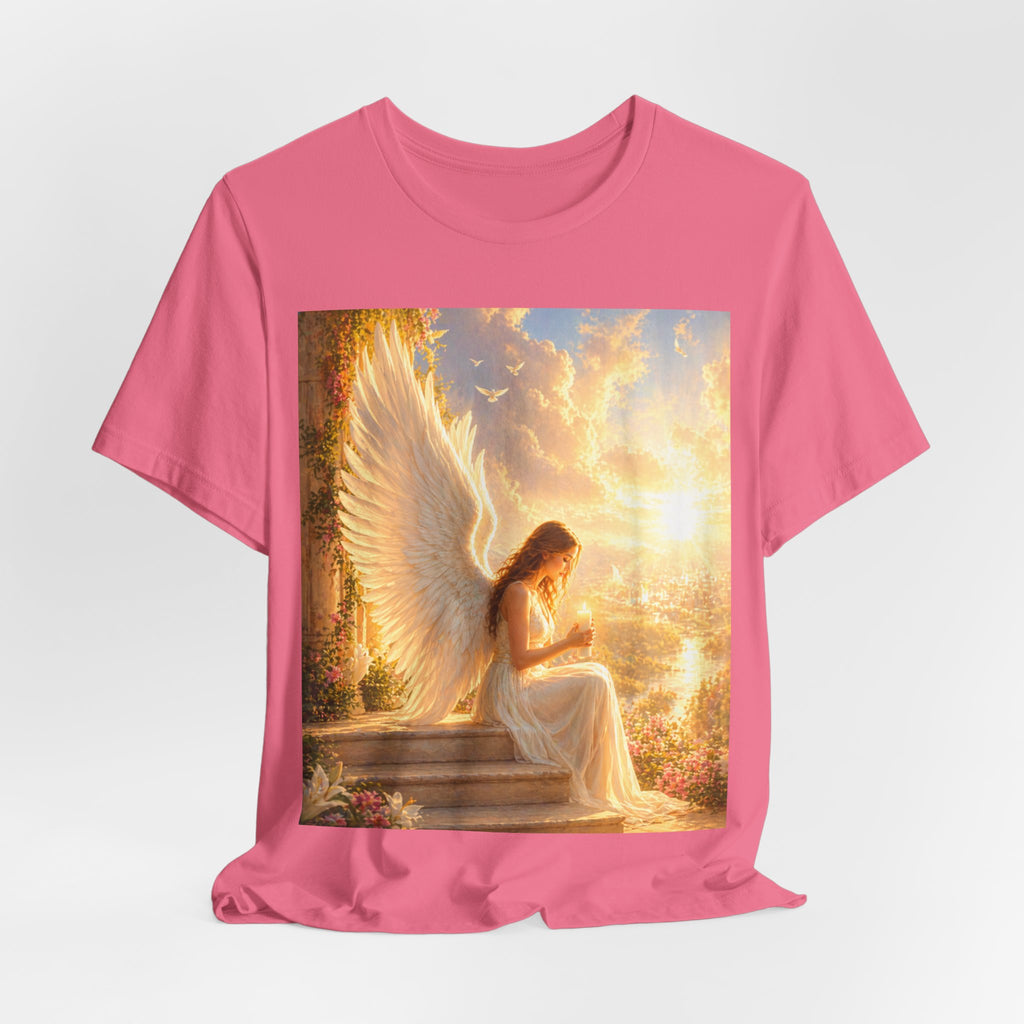 Angel Prayer T‑Shirt — Serene Winged Angel Graphic Tee for Spiritual Gifts & Memorials