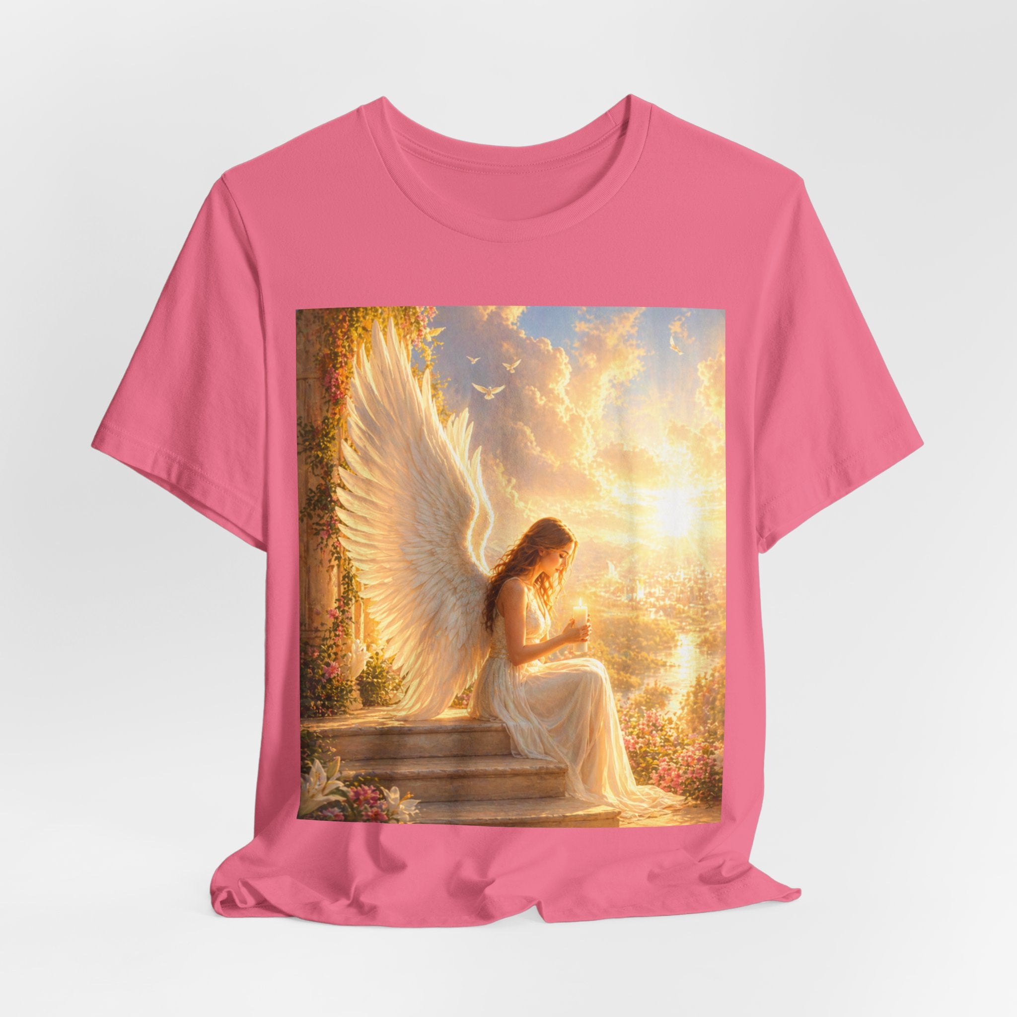 Angel Prayer T‑Shirt — Serene Winged Angel Graphic Tee for Spiritual Gifts & Memorials