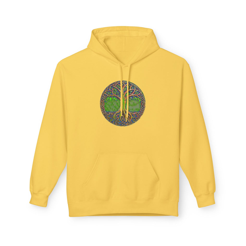 Yggdrasil Tree of Life Cotton Hoodie — Nature-Inspired Green Woodland Graphic