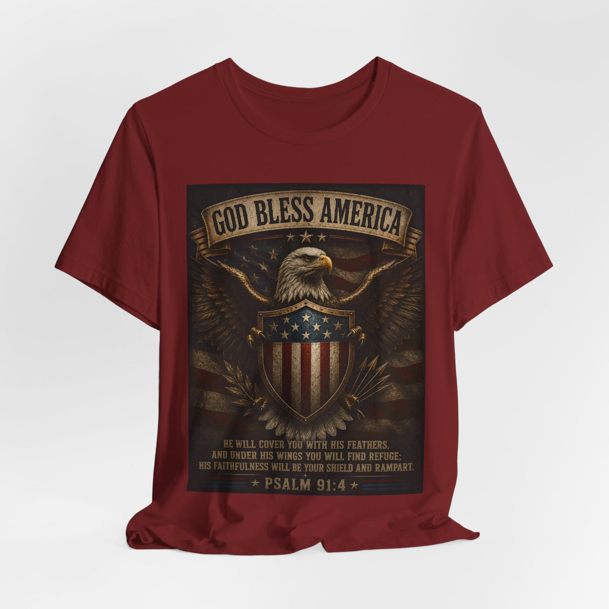 God Bless America Eagle T-Shirt – Patriotic Psalm 91:4 Graphic Tee