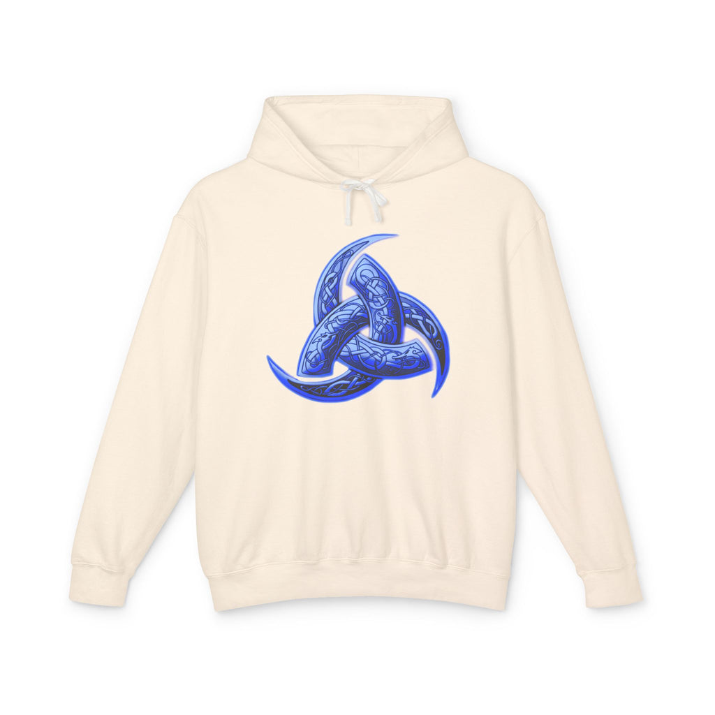 The Triple Horn of Odin is--Celtic Blue Triquetra Hoodie — Intricate Knotwork Hooded Sweatshirt