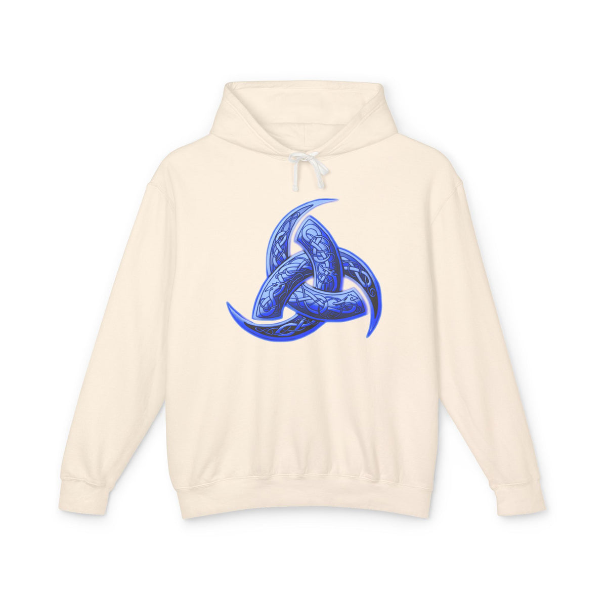 The Triple Horn of Odin is--Celtic Blue Triquetra Hoodie — Intricate Knotwork Hooded Sweatshirt