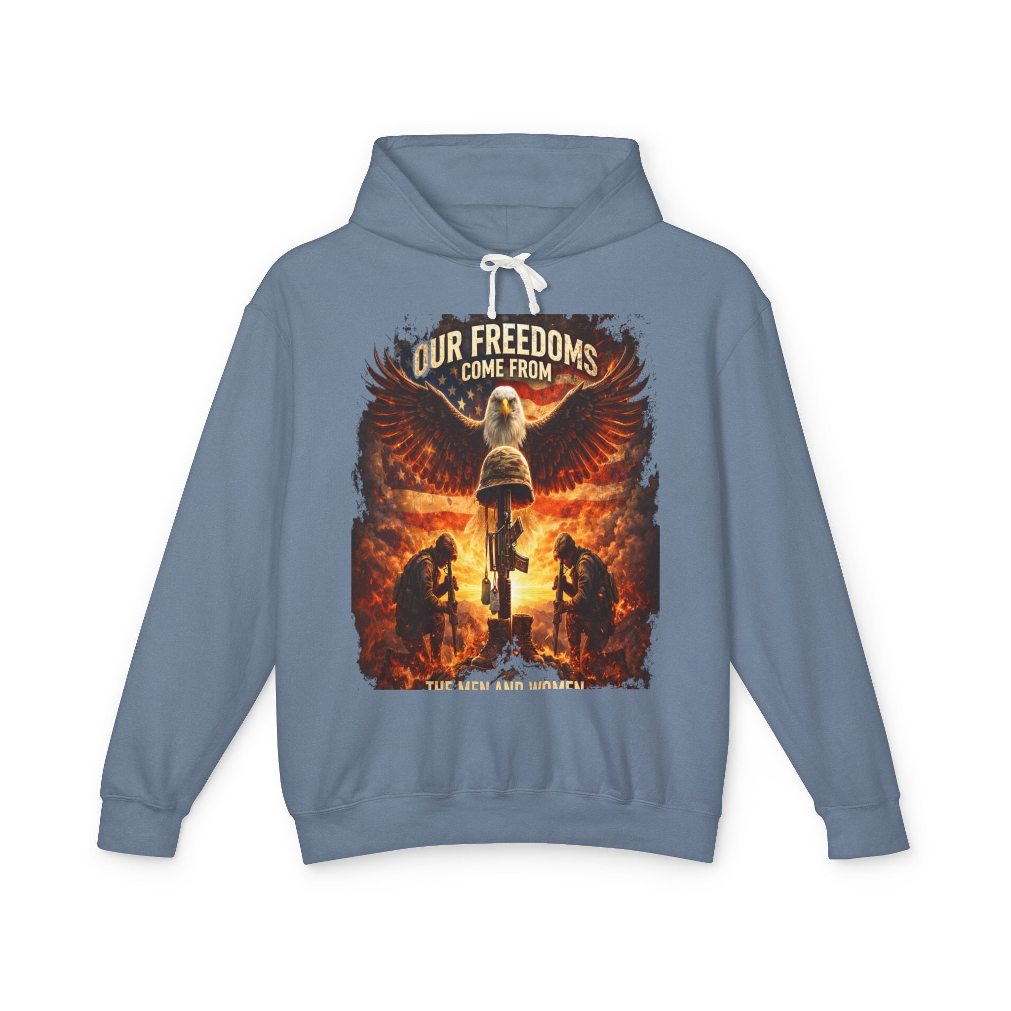 Veteran Memorial Hoodie - "Our Freedoms Come From" Fallen Soldier Tribute
