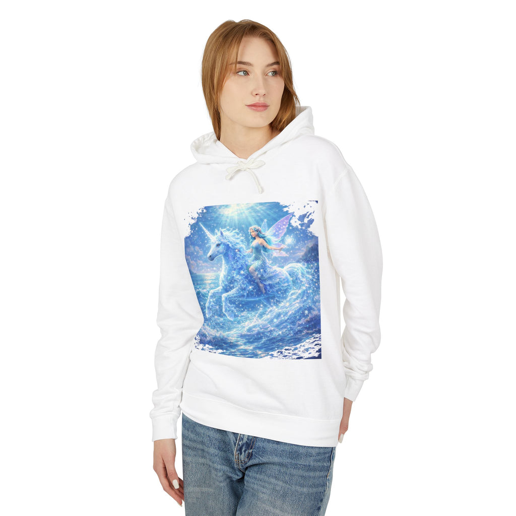 Fantasy Unicorn Hoodie — Mermaid Riding a Sea Unicorn Graphic Sweatshirt