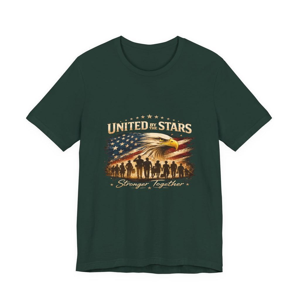United We Stand T-Shirt – Patriotic Eagle & Soldiers “Stronger Together” Tee