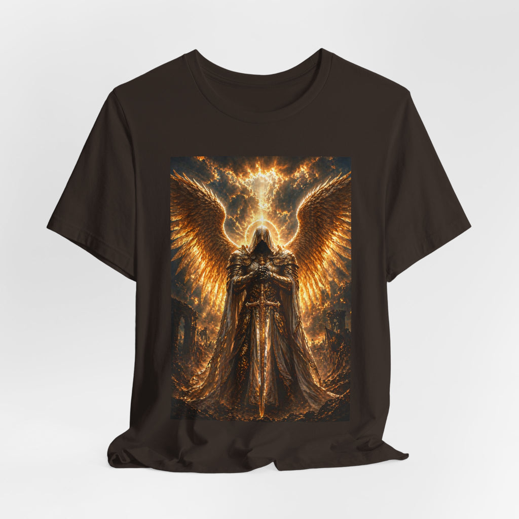 Gods Angel Warrior Graphic Tee — Golden Guardian Winged Angel T-Shirt