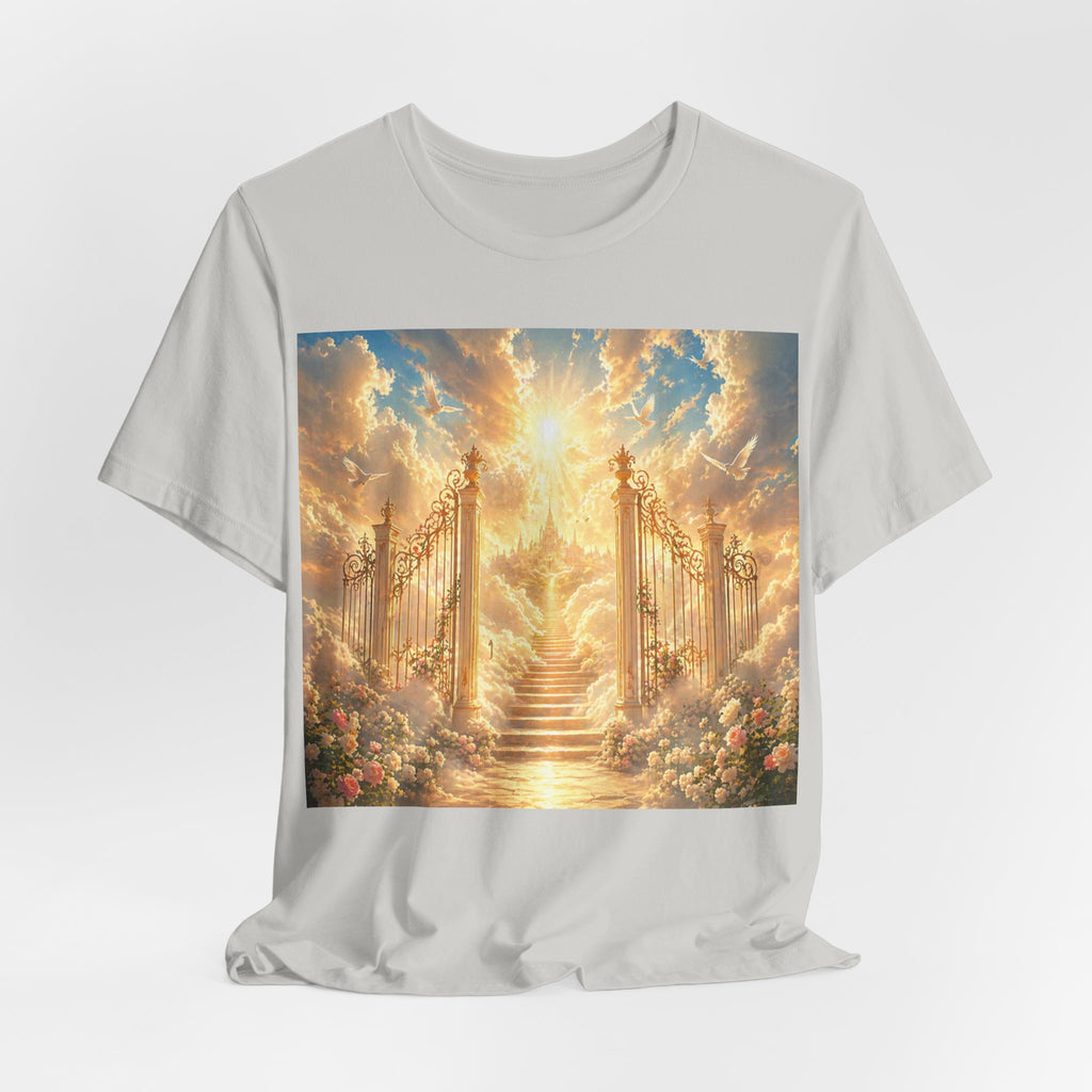 Heavenly Gates Graphic Tee — Celestial Stairs & Sunlight T-Shirt