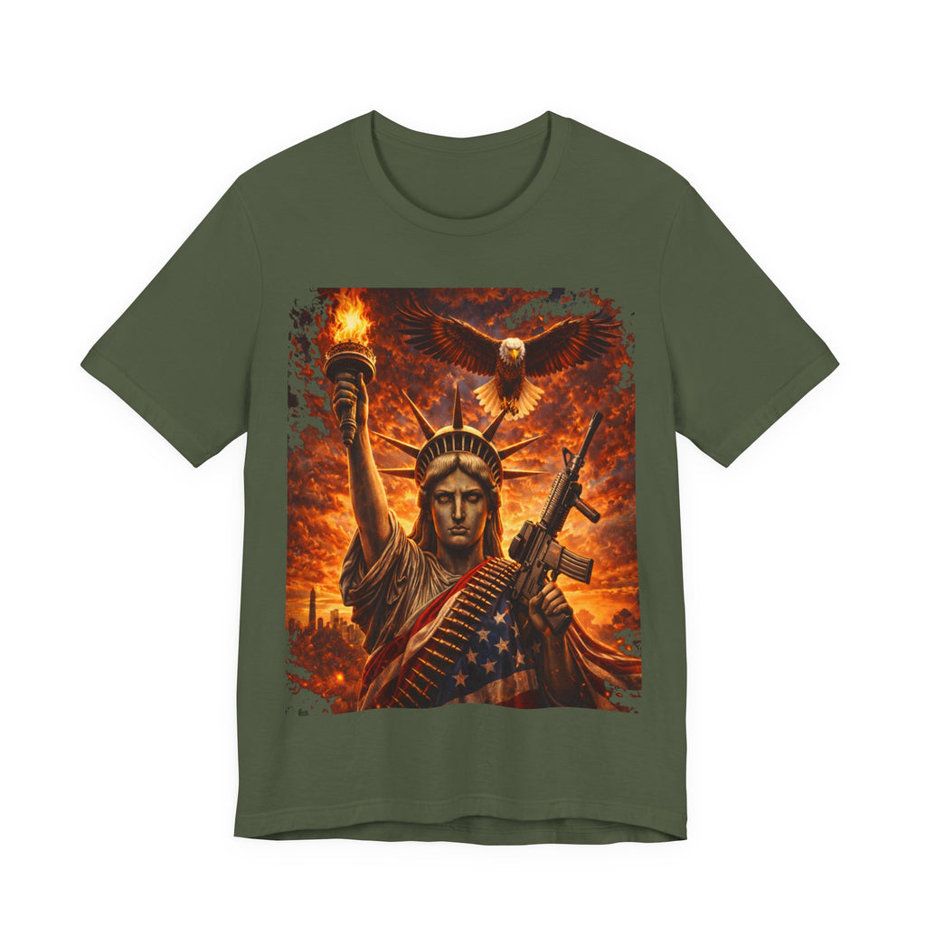 USA Liberty T-Shirt — Statue of Liberty with Eagle & Flag Graphic