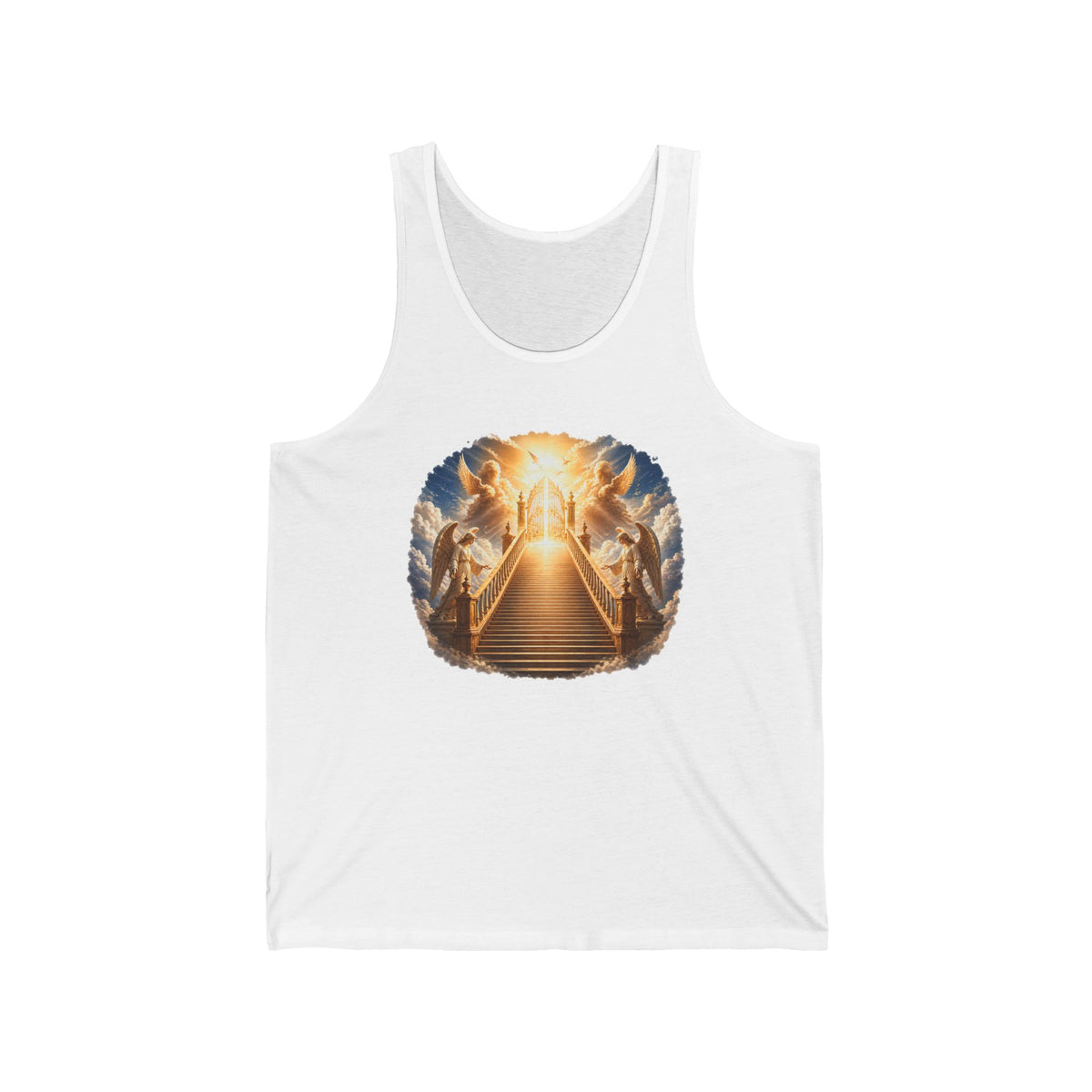 Spiritual Stairway Tank Top — Angels & Golden Light Religious Graphic Tank