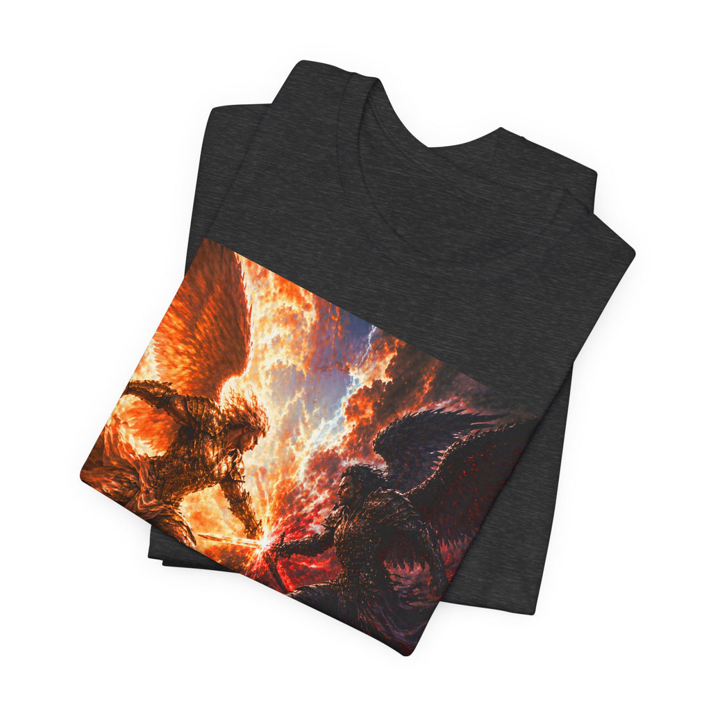 Angel vs Demon Battle T-Shirt — Fiery Fantasy Art Graphic Tee