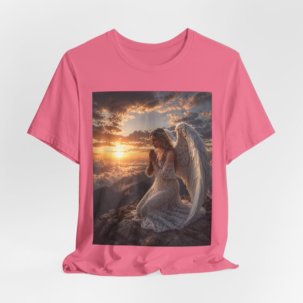 Angel Prayer T‑Shirt — Serene Winged Angel Sunset Tee