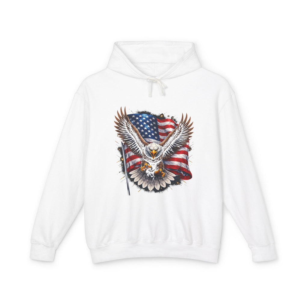 American Eagle Hoodie — Patriotic Bald Eagle with USA Flag Graphic