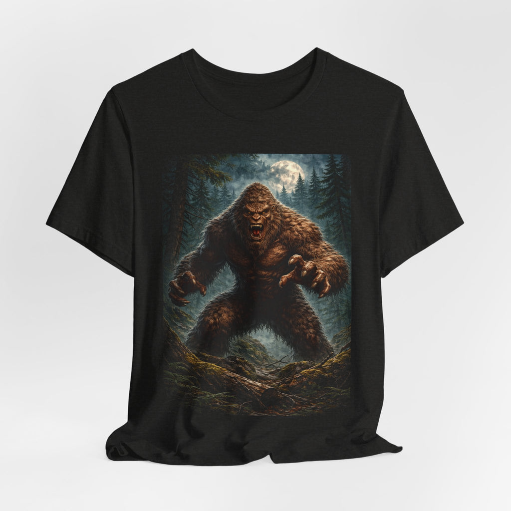 Bigfoot Monster Graphic T-Shirt — Sasquatch Forest Night Tee