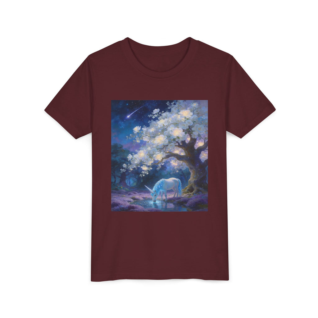 Youth Tee — Dreamy Moonlit Deer & Blossom Tree Graphic