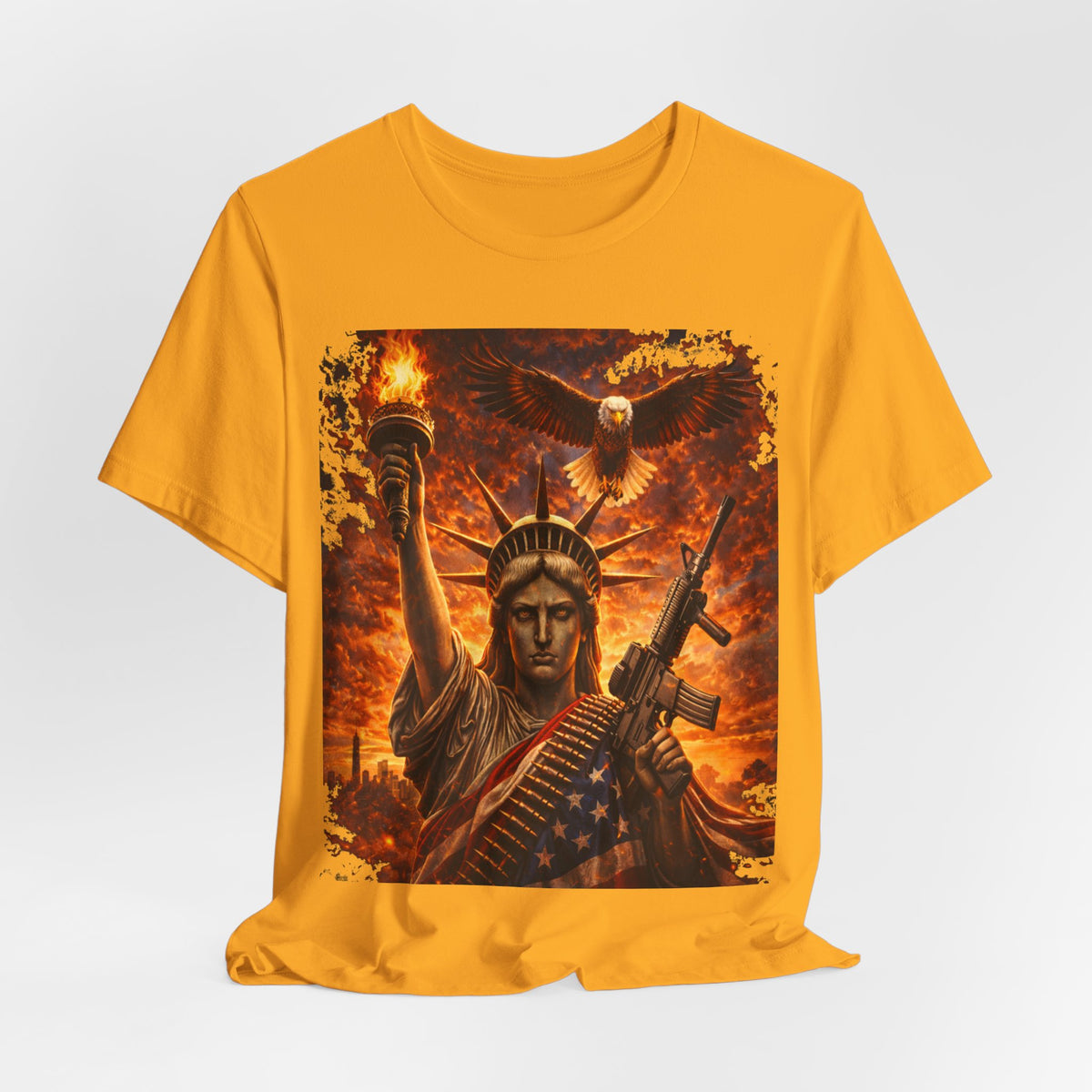 USA Liberty T-Shirt — Statue of Liberty with Eagle & Flag Graphic