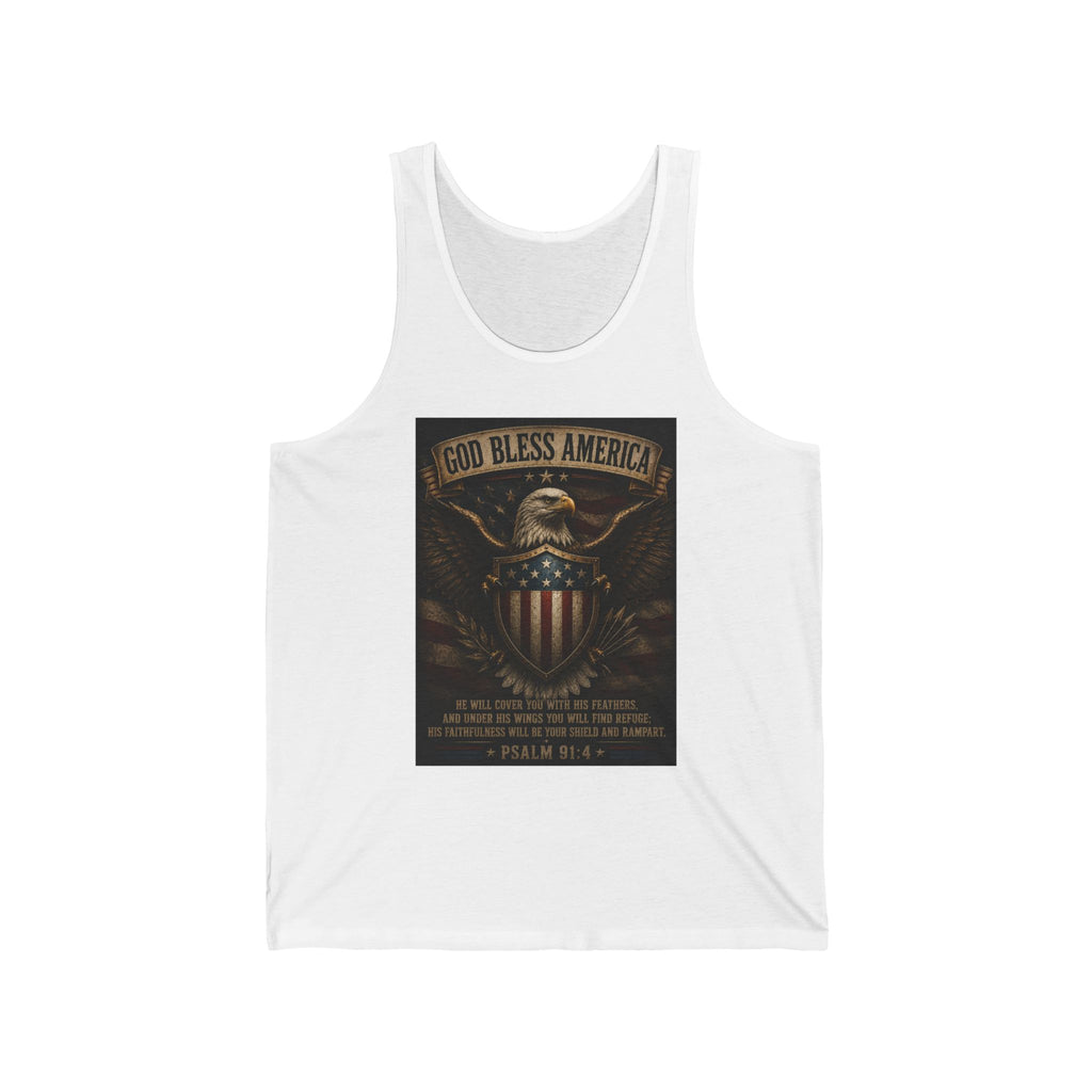 God Bless America Eagle Shield Tank Top – Patriotic Psalm 91 Military Tribute