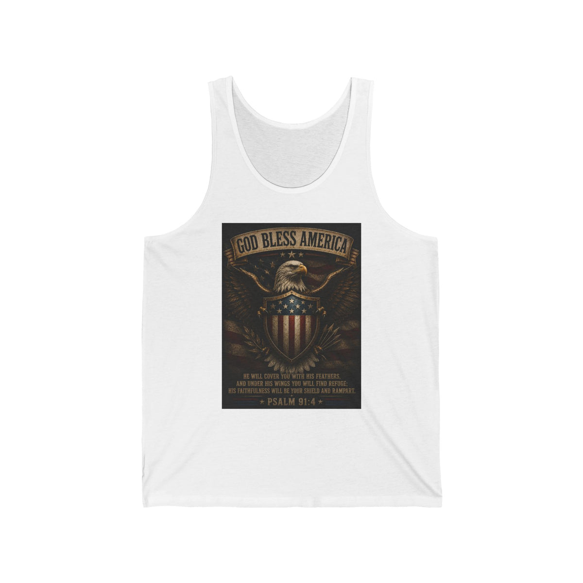 God Bless America Eagle Shield Tank Top – Patriotic Psalm 91 Military Tribute