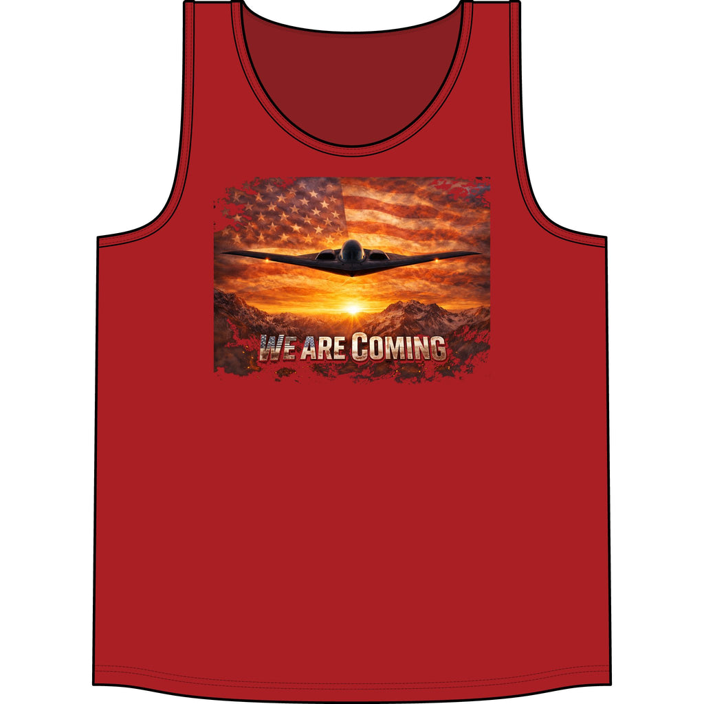 We Are Coming Tank Top — Military Jet American Flag Graphic
