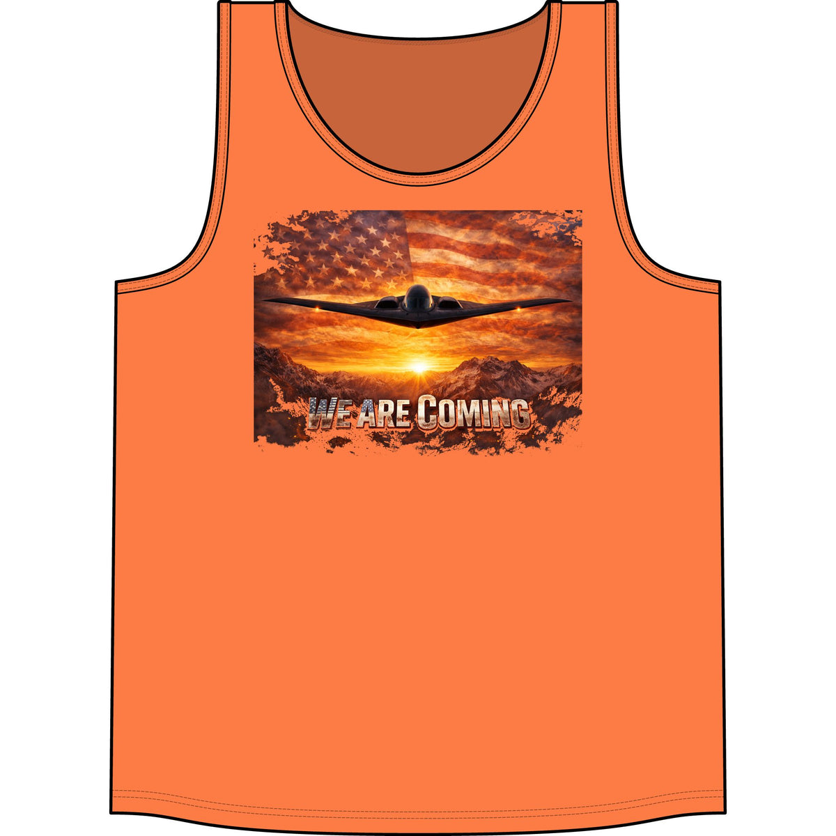 We Are Coming Tank Top — Military Jet American Flag Graphic