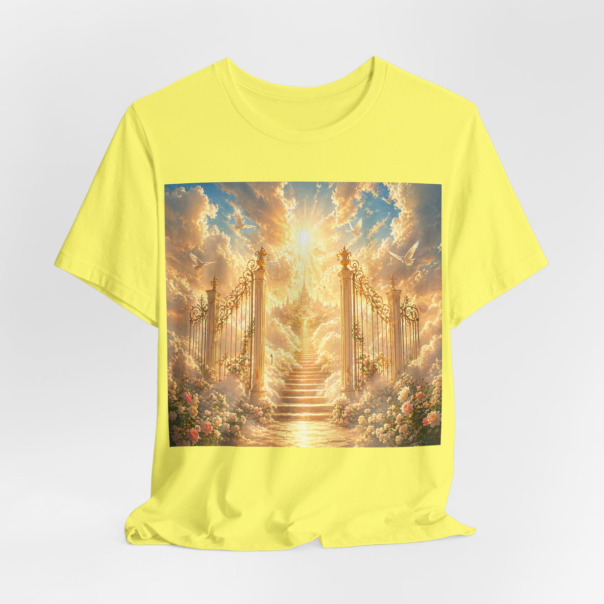 Heavenly Gates Graphic Tee — Celestial Stairs & Sunlight T-Shirt