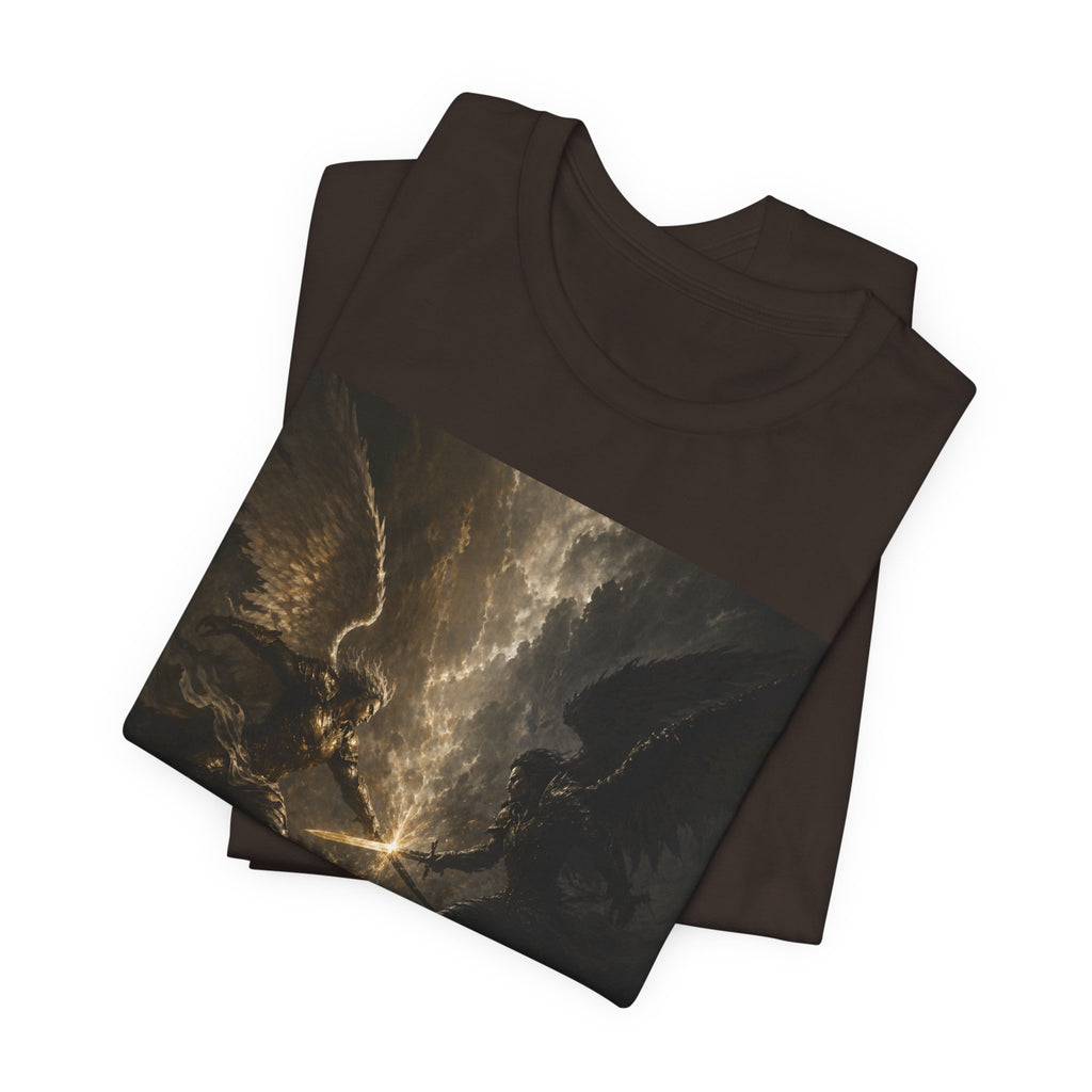 Angel Battle Graphic Tee — Dark Mythic Winged Warriors Shirt