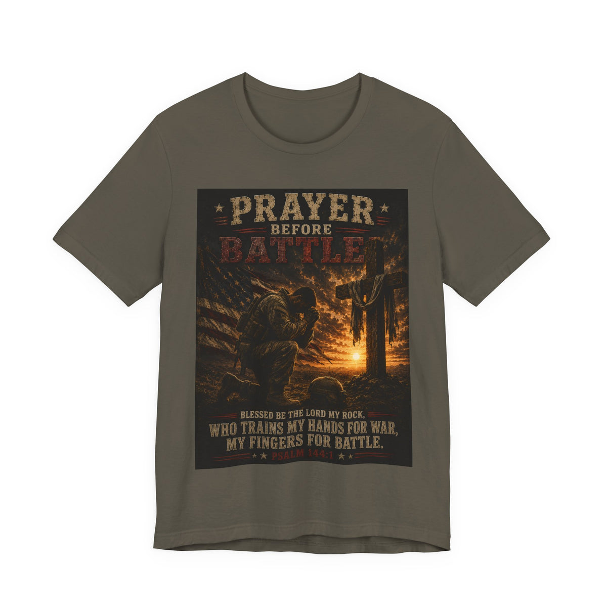 Prayer Before Battle T-Shirt — Christian Military Faith Tee
