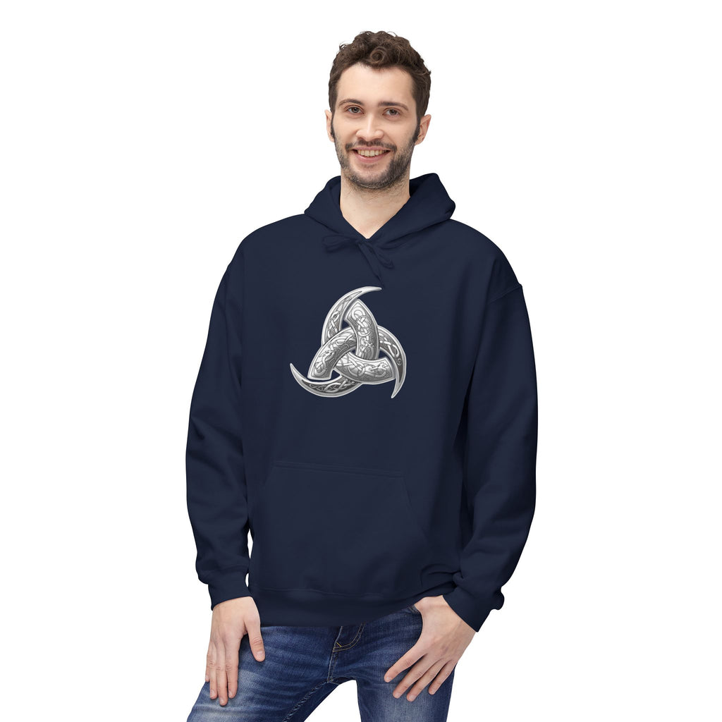 Viking Triple Horns Hoodie — Norse Valknut Knot Graphic Pullover