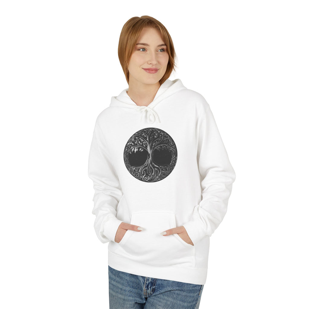 Yggdrasil, the Tree of Life Hoodie — Black Moon Nature Circle Graphic