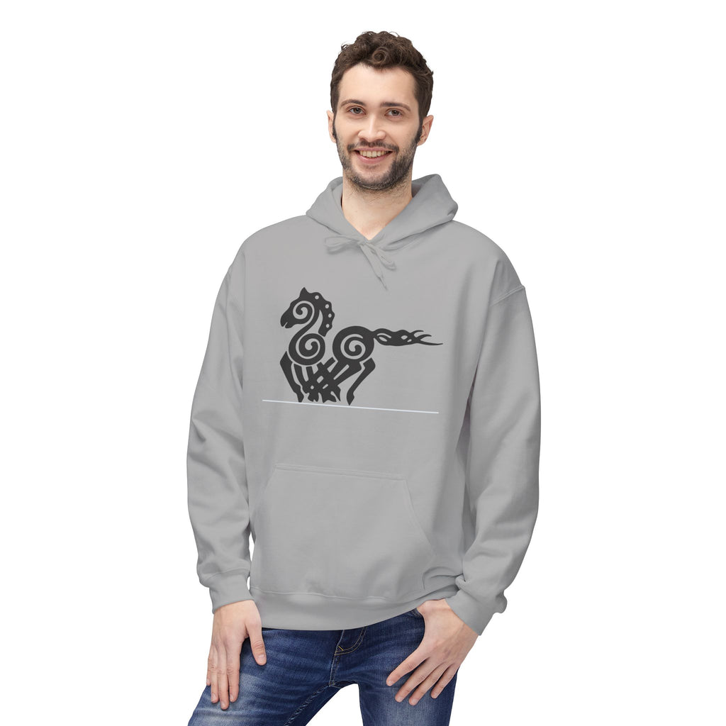 Viking Horse Tribal Hoodie — Nordic Norse Rune Stallion Design