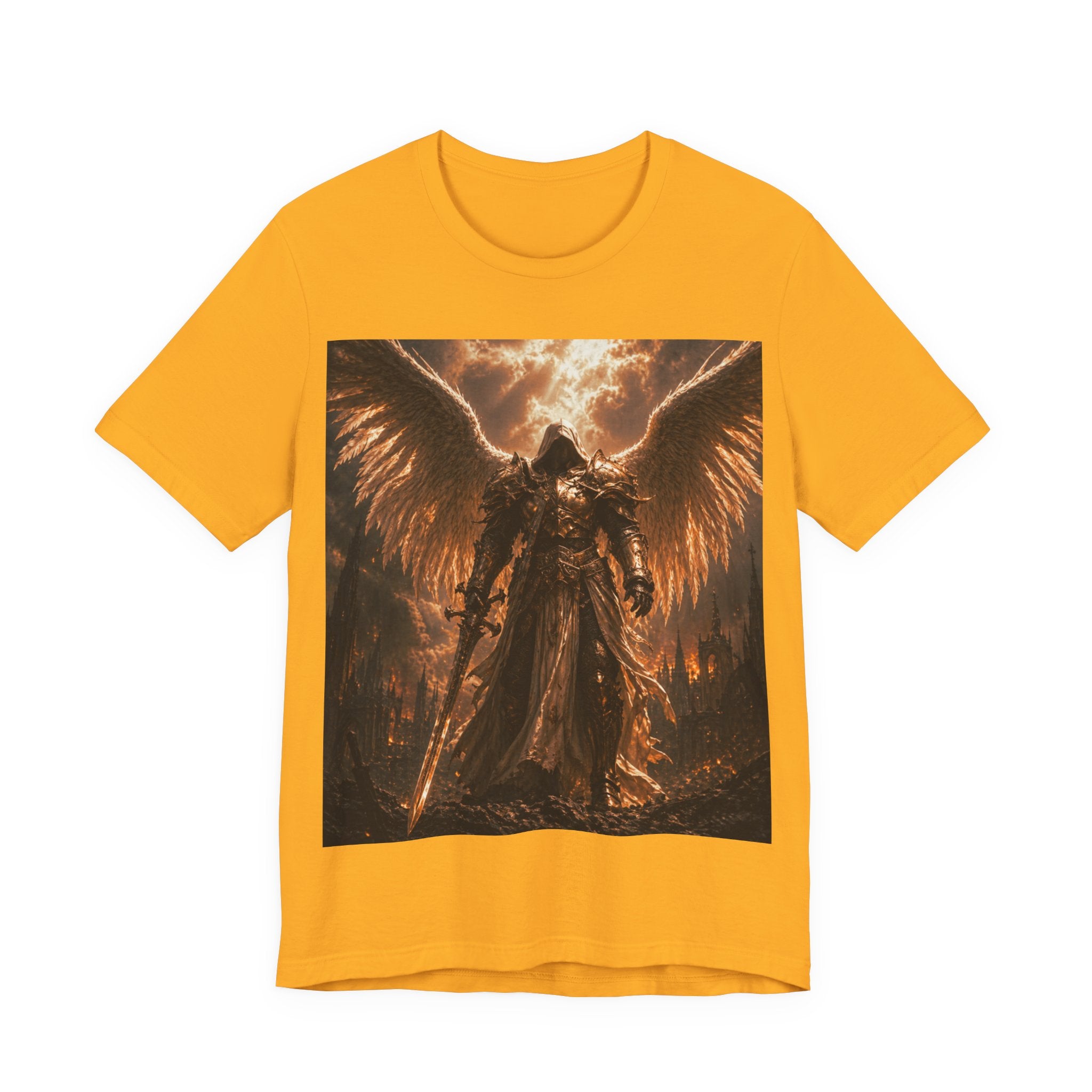 Angel of Fury Graphic Tee — Dark Fantasy Winged Warrior T‑Shirt