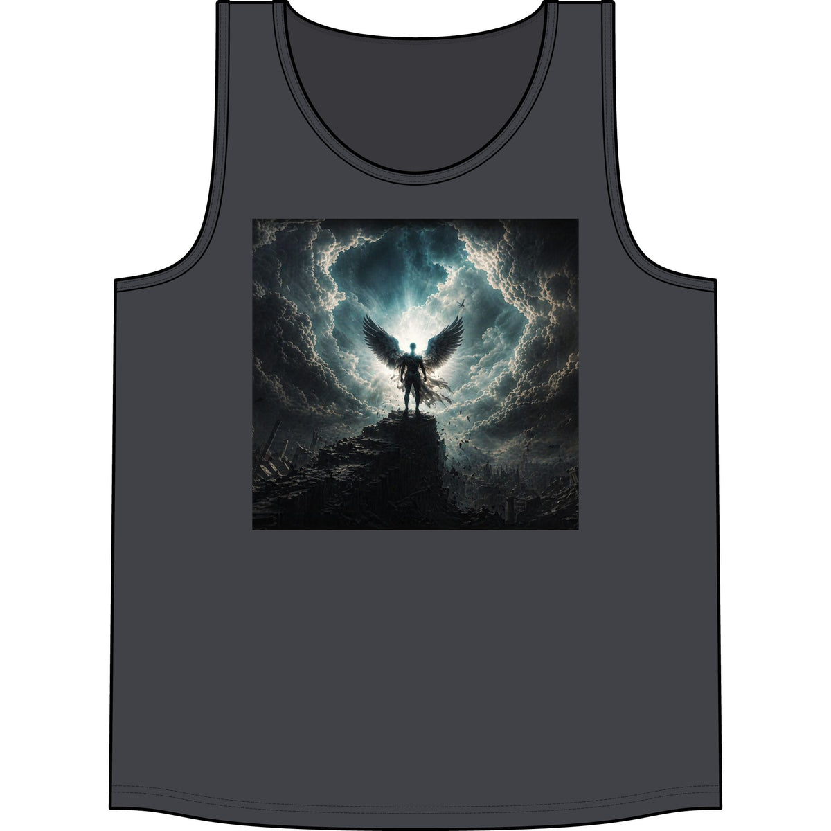 Angel of Thunder Graphic Tank Top — Dark Winged Warrior Concert Tee