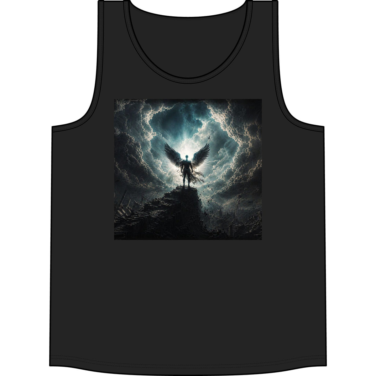 Angel of Thunder Graphic Tank Top — Dark Winged Warrior Concert Tee
