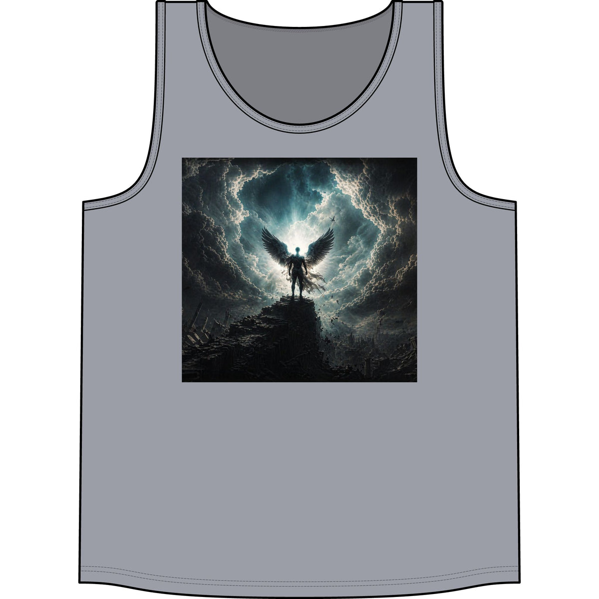 Angel of Thunder Graphic Tank Top — Dark Winged Warrior Concert Tee
