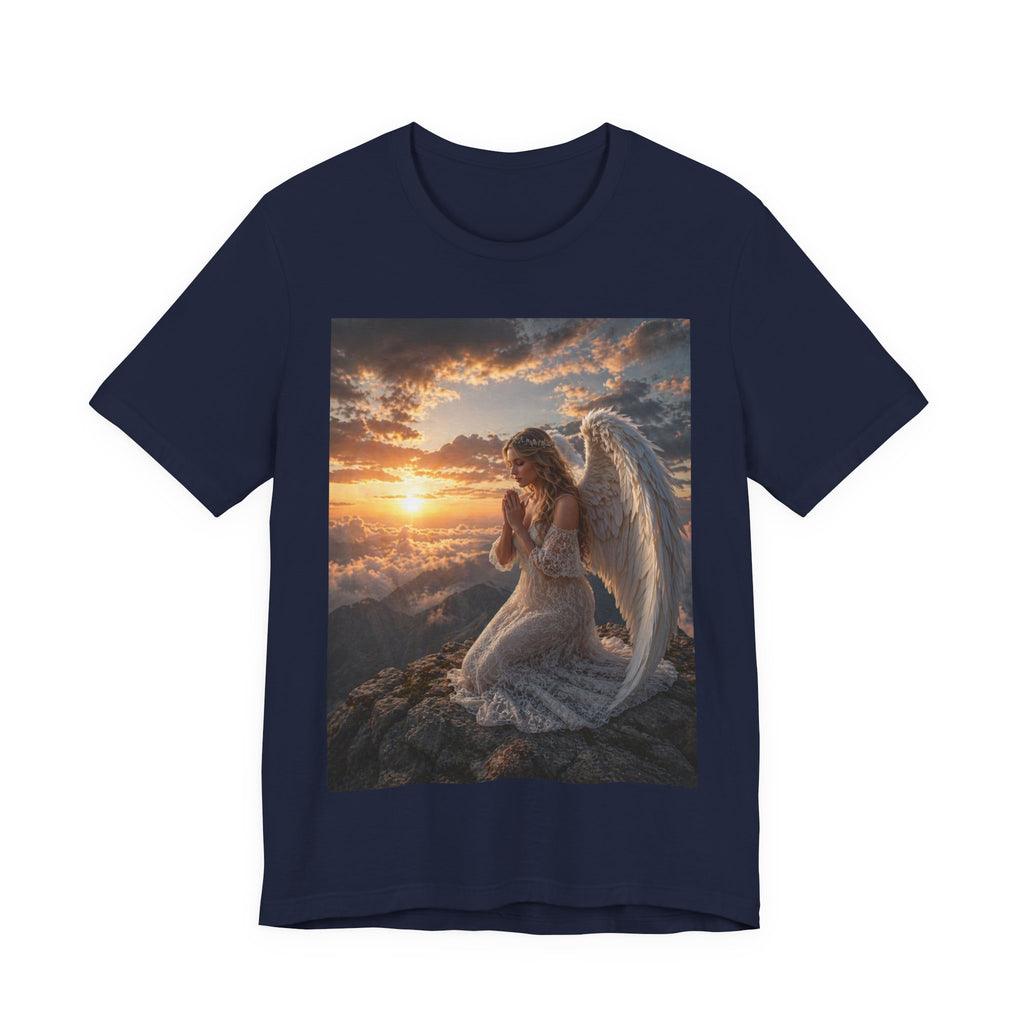 Angel Prayer T‑Shirt — Serene Winged Angel Sunset Tee