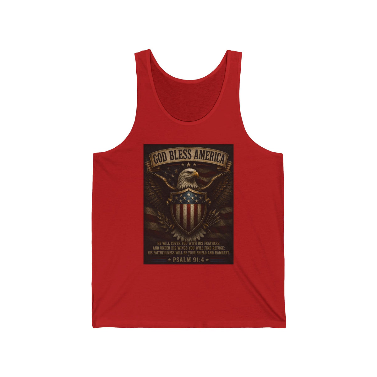 God Bless America Eagle Shield Tank Top – Patriotic Psalm 91 Military Tribute