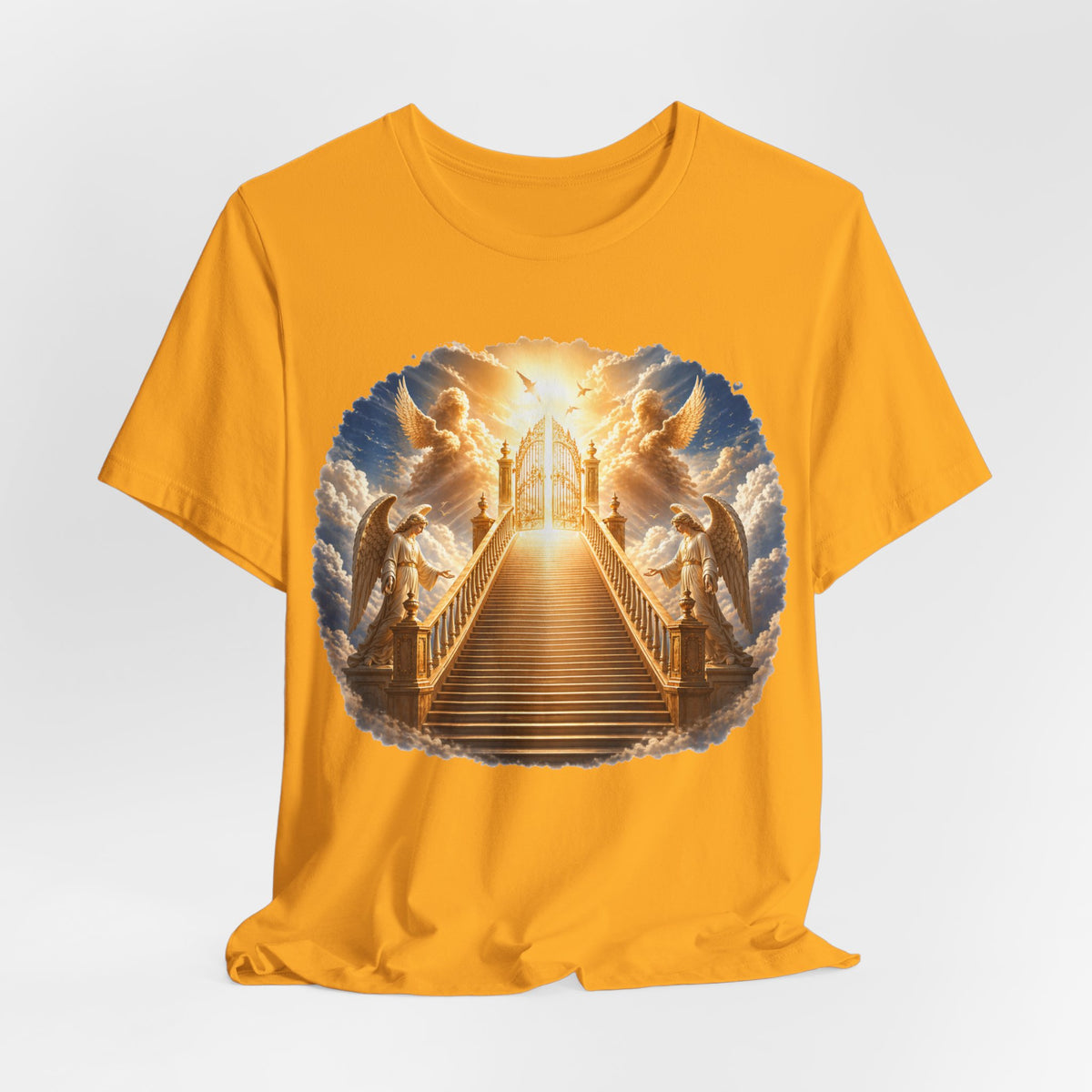 Heavenly Golden Stairway T‑Shirt — Angelic Gates Spiritual Tee