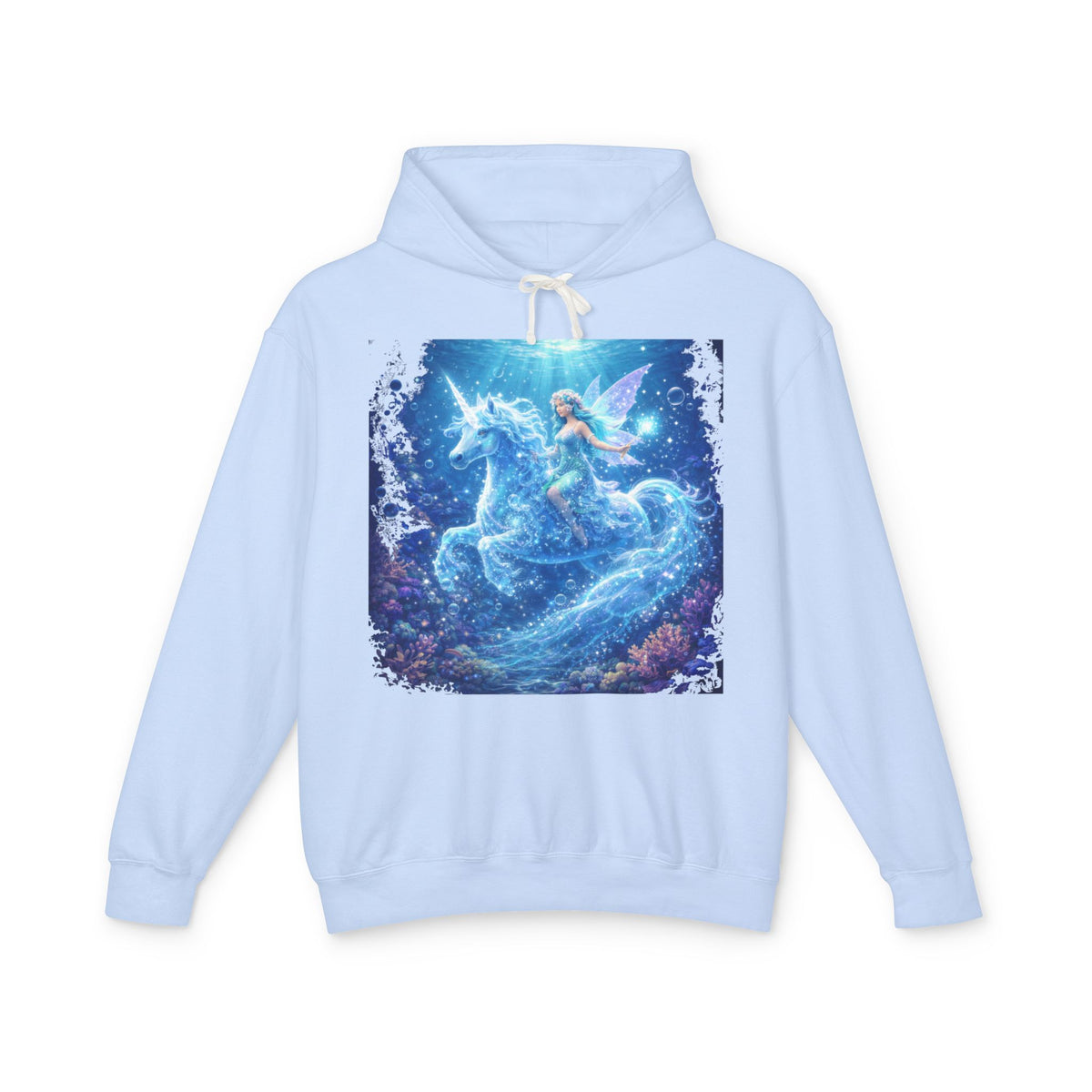 Magical Unicorn & Fairy Hoodie — Starry Blue Fantasy Sweatshirt