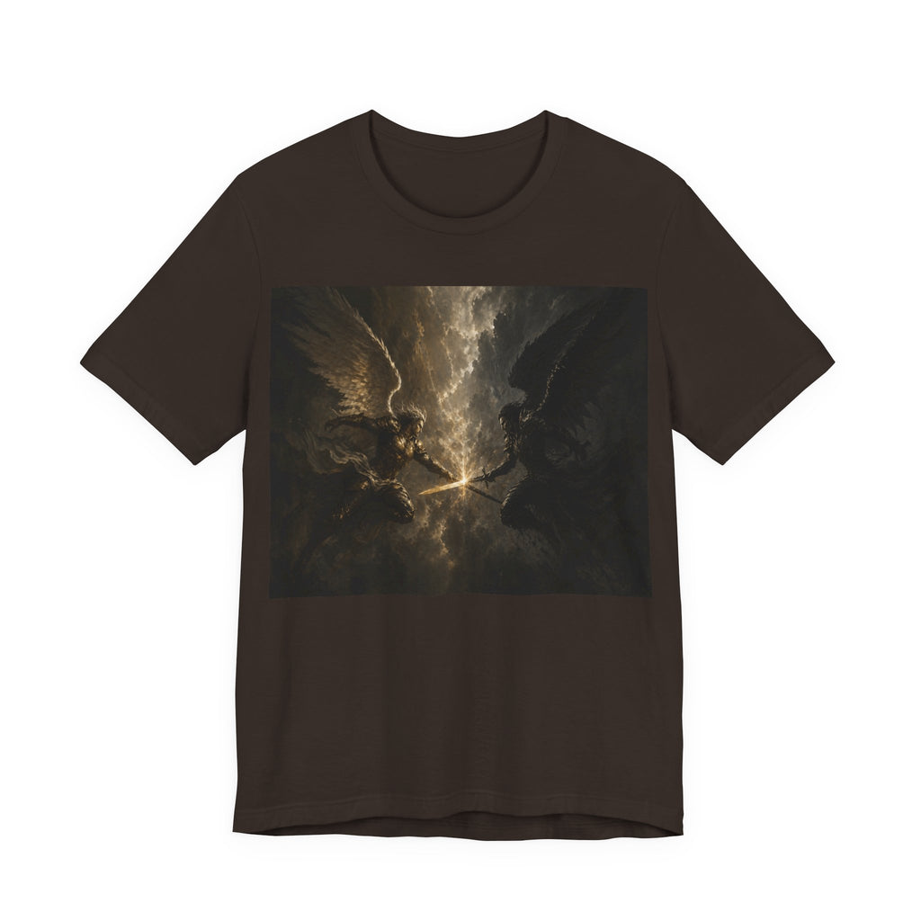 Angel Battle Graphic Tee — Dark Mythic Winged Warriors Shirt