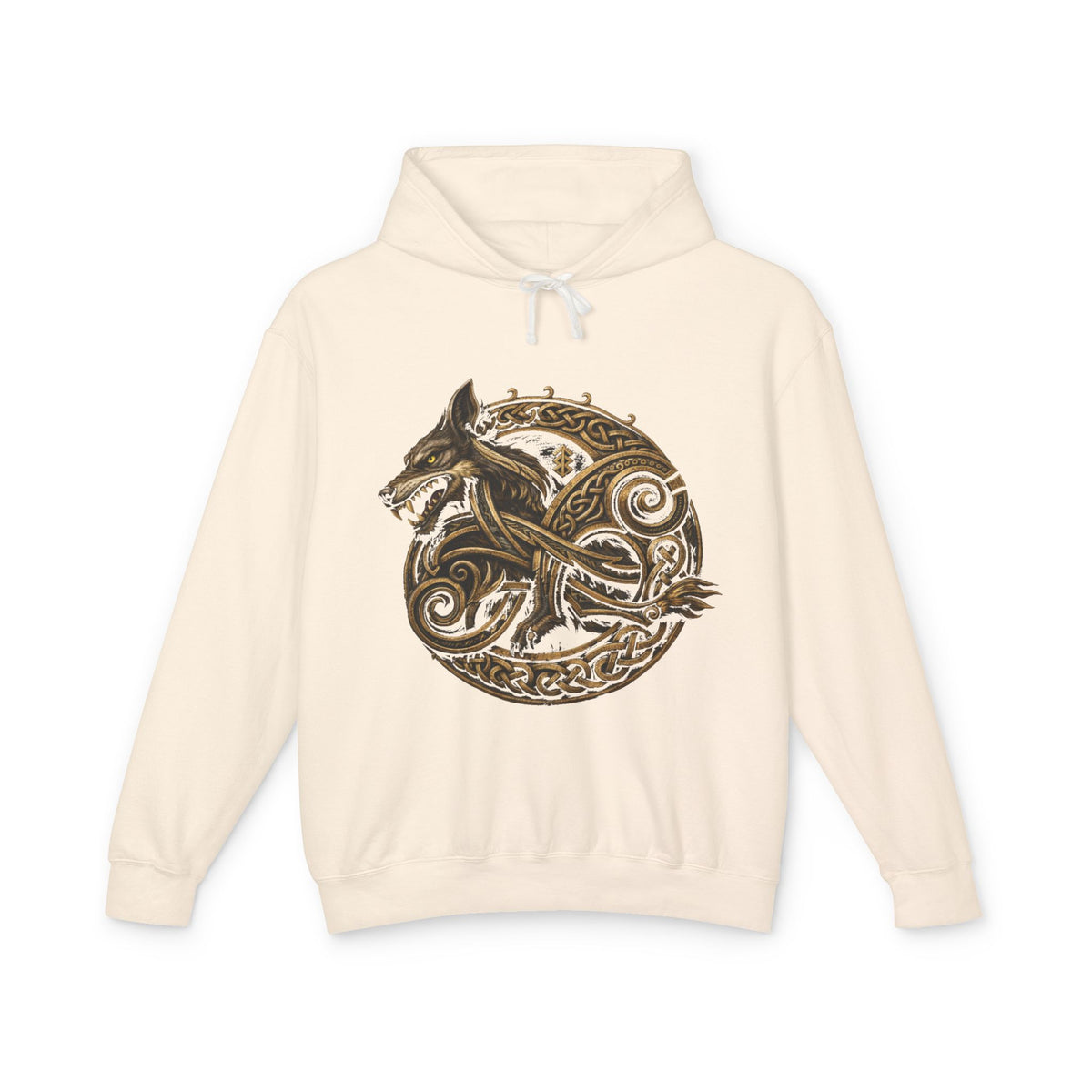 Viking Wolf Circle Hoodie — Norse Celtic Rune Graphic Sweatshirt