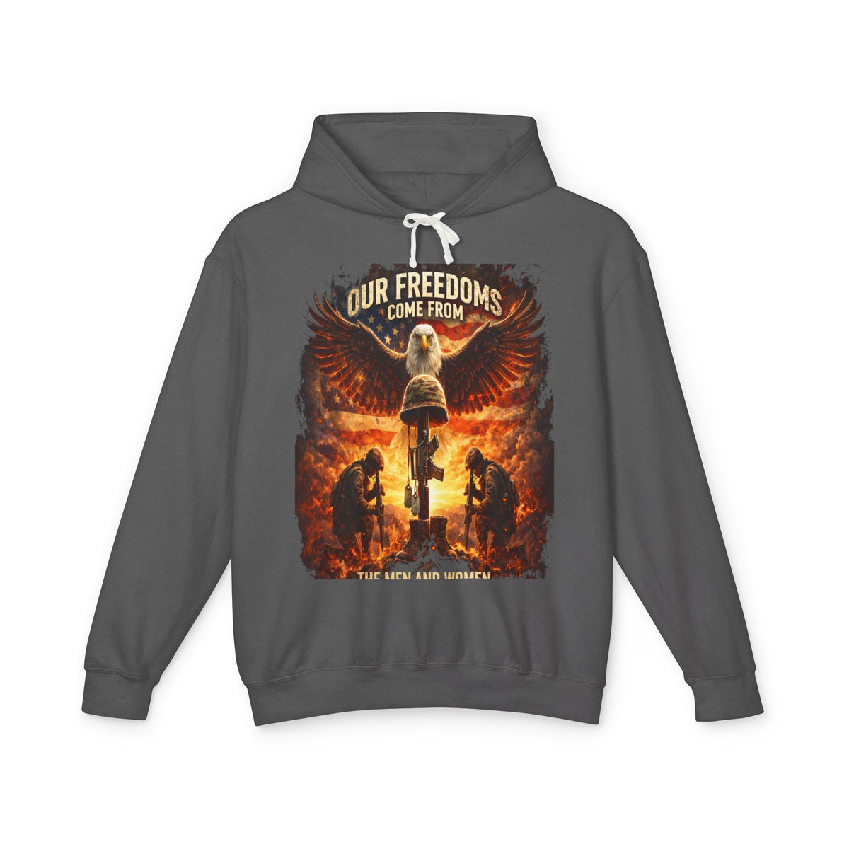 Veteran Memorial Hoodie - "Our Freedoms Come From" Fallen Soldier Tribute