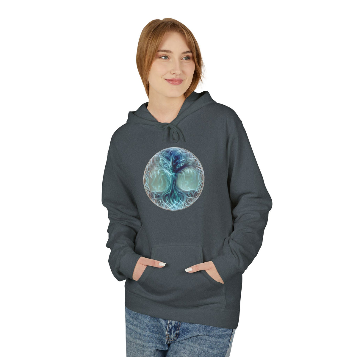 Yggdrasil tree of life-Cotton Hoodie — Ethereal Sea Skull Graphic Hoodie