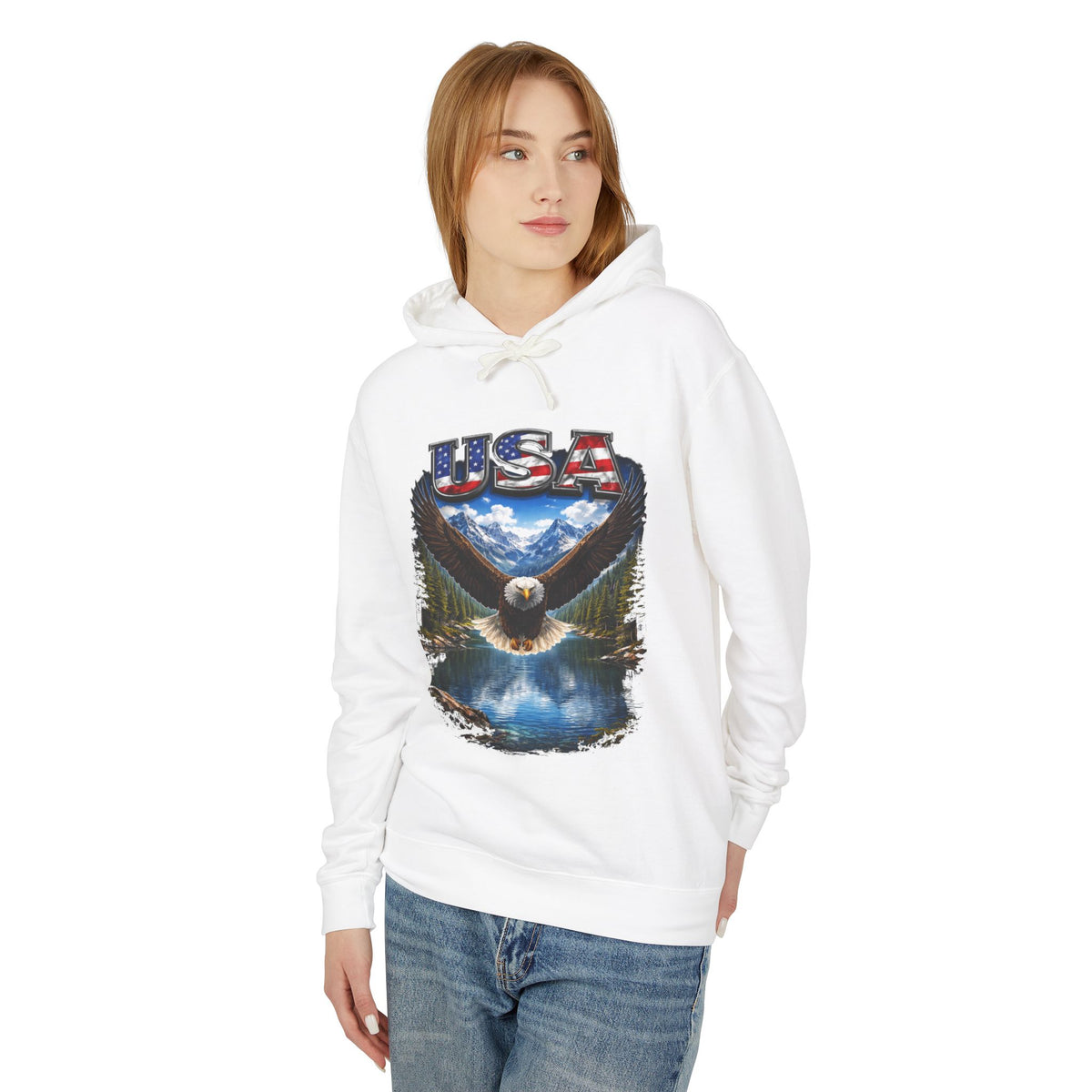 USA Eagle Hoodie — Patriotic Bald Eagle Graphic Hooded Sweatshirt