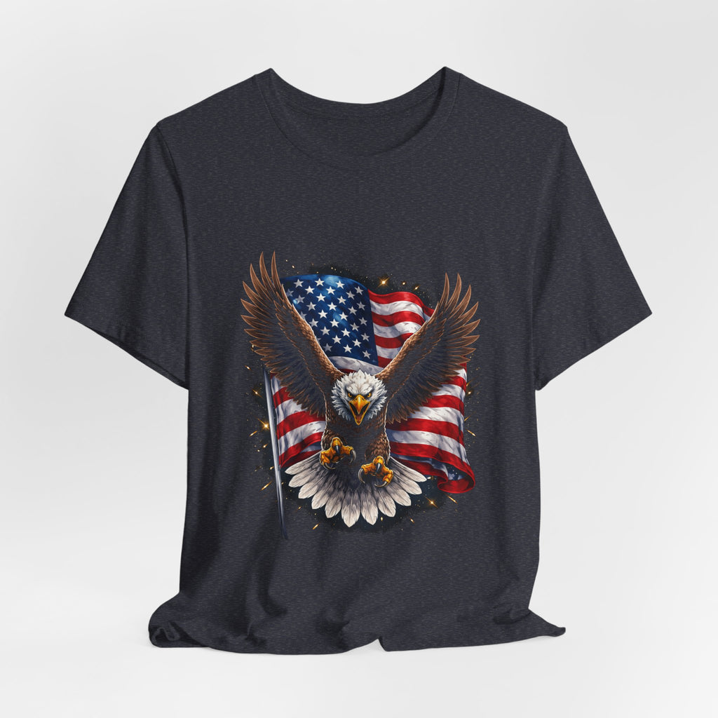 American Eagle Flag T-Shirt — Patriotic Bald Eagle Tee for 4th of July & Veterans