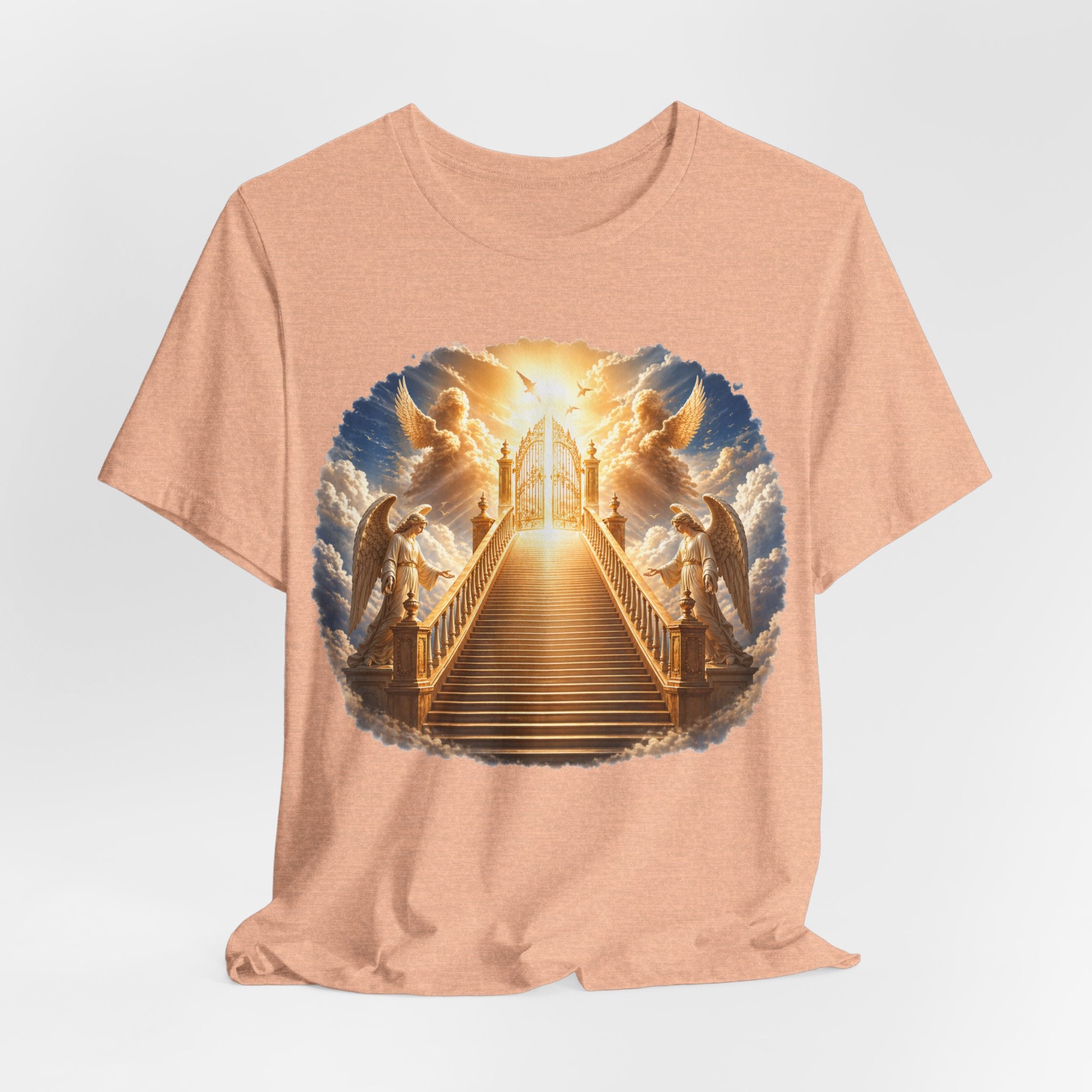 Heavenly Golden Stairway T‑Shirt — Angelic Gates Spiritual Tee
