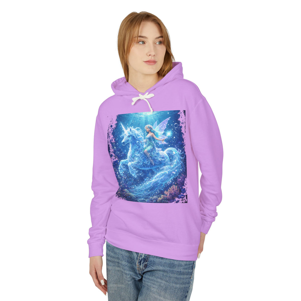 Magical Unicorn & Fairy Hoodie — Starry Blue Fantasy Sweatshirt