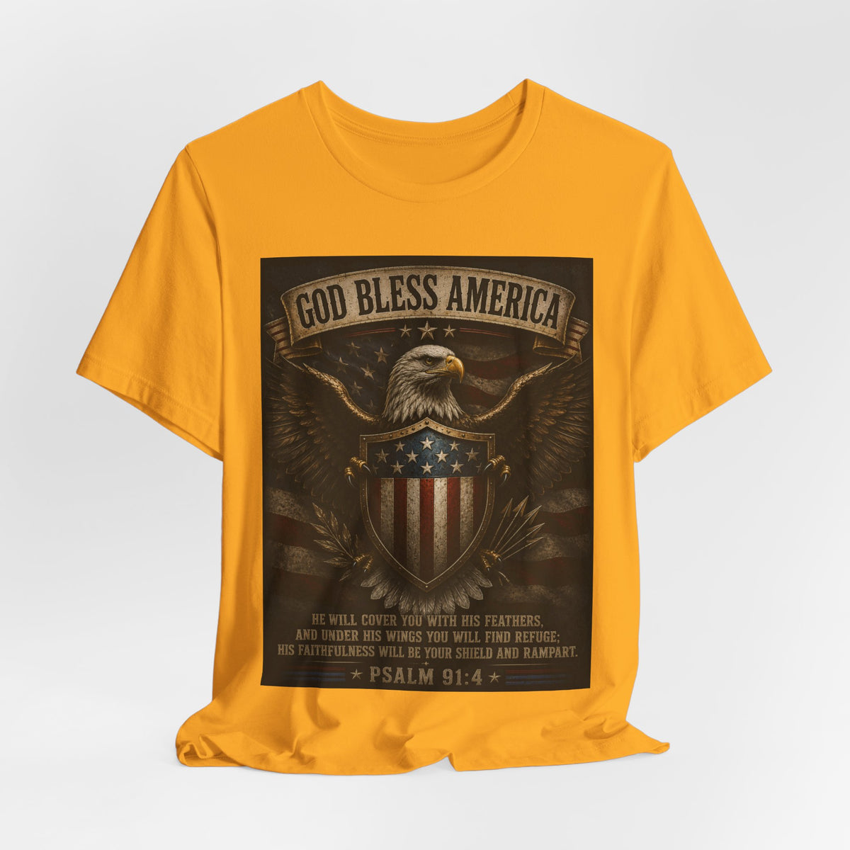 God Bless America Eagle T-Shirt – Patriotic Psalm 91:4 Graphic Tee