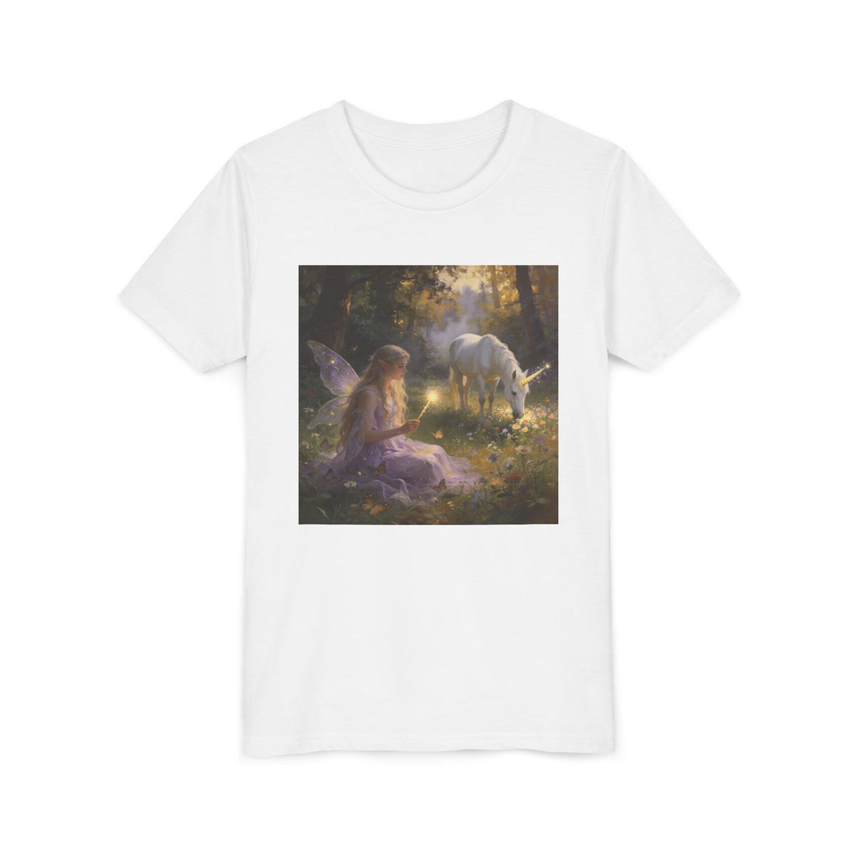 Youth Tee — Fairy and Unicorn Enchanted Forest Design